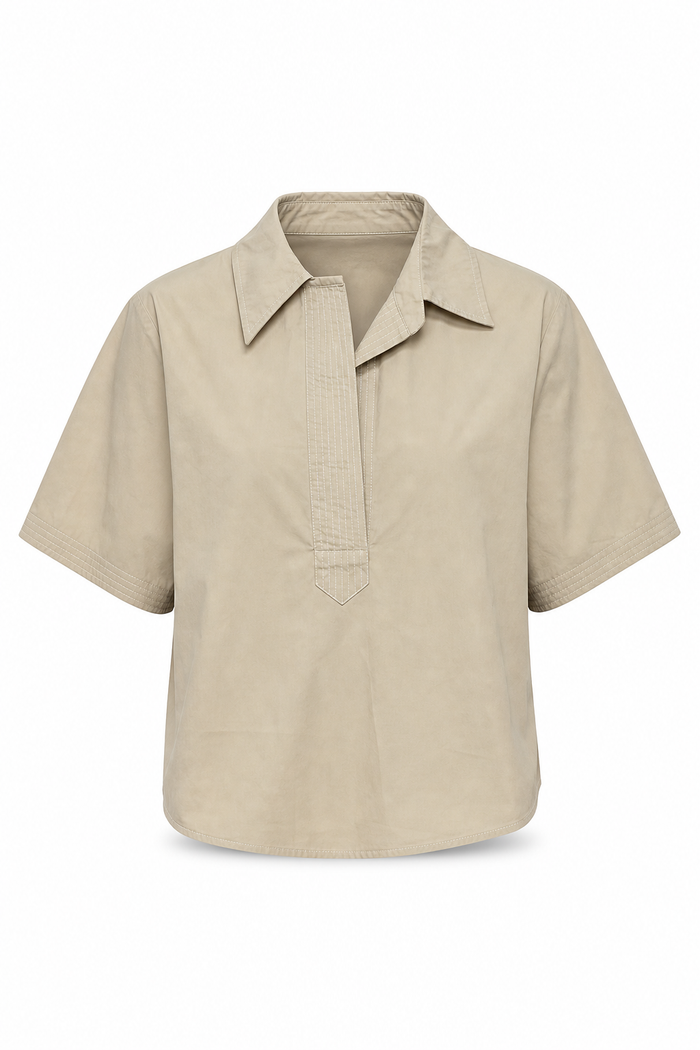 Split Neck Top Khaki