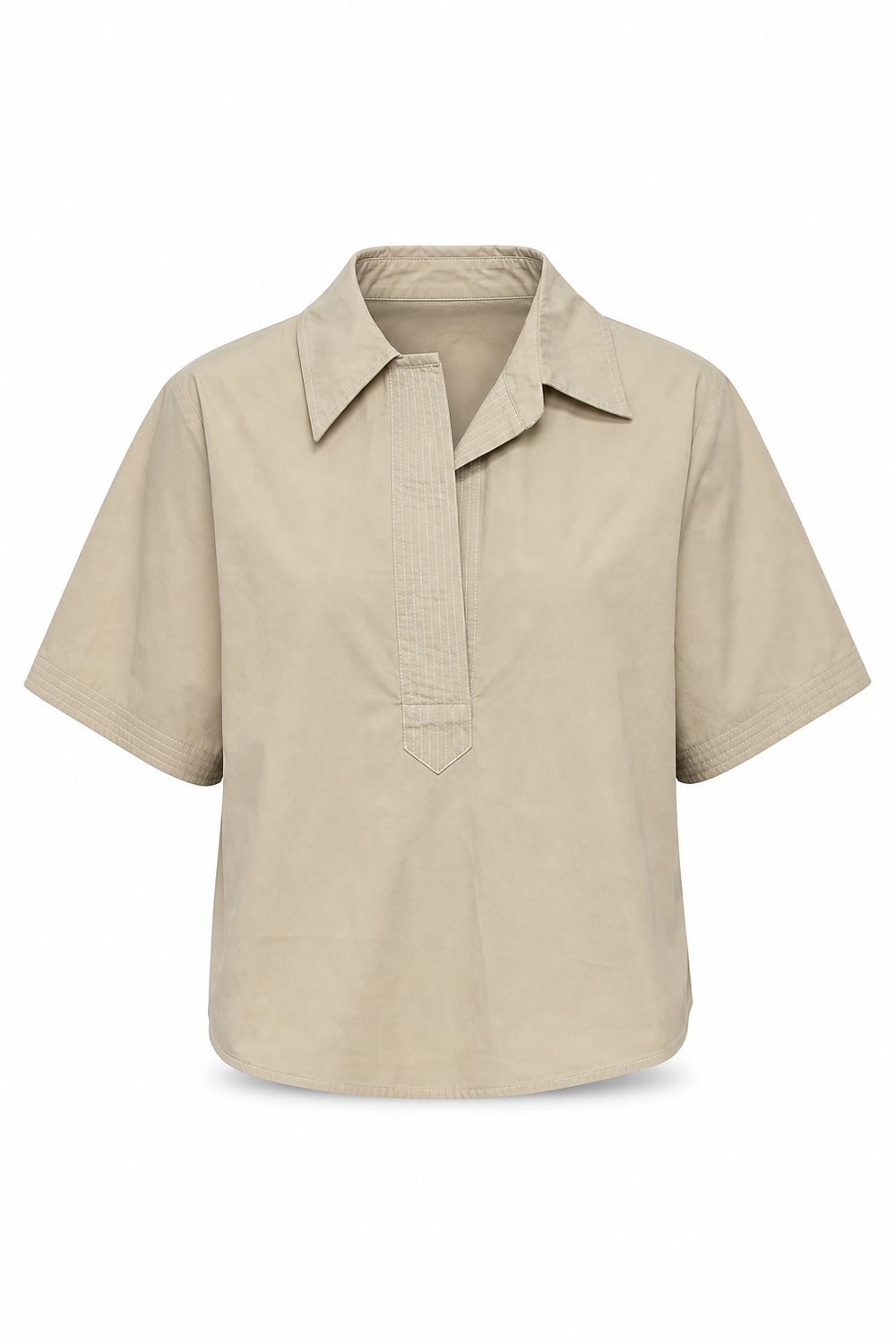 Split Neck Top Khaki