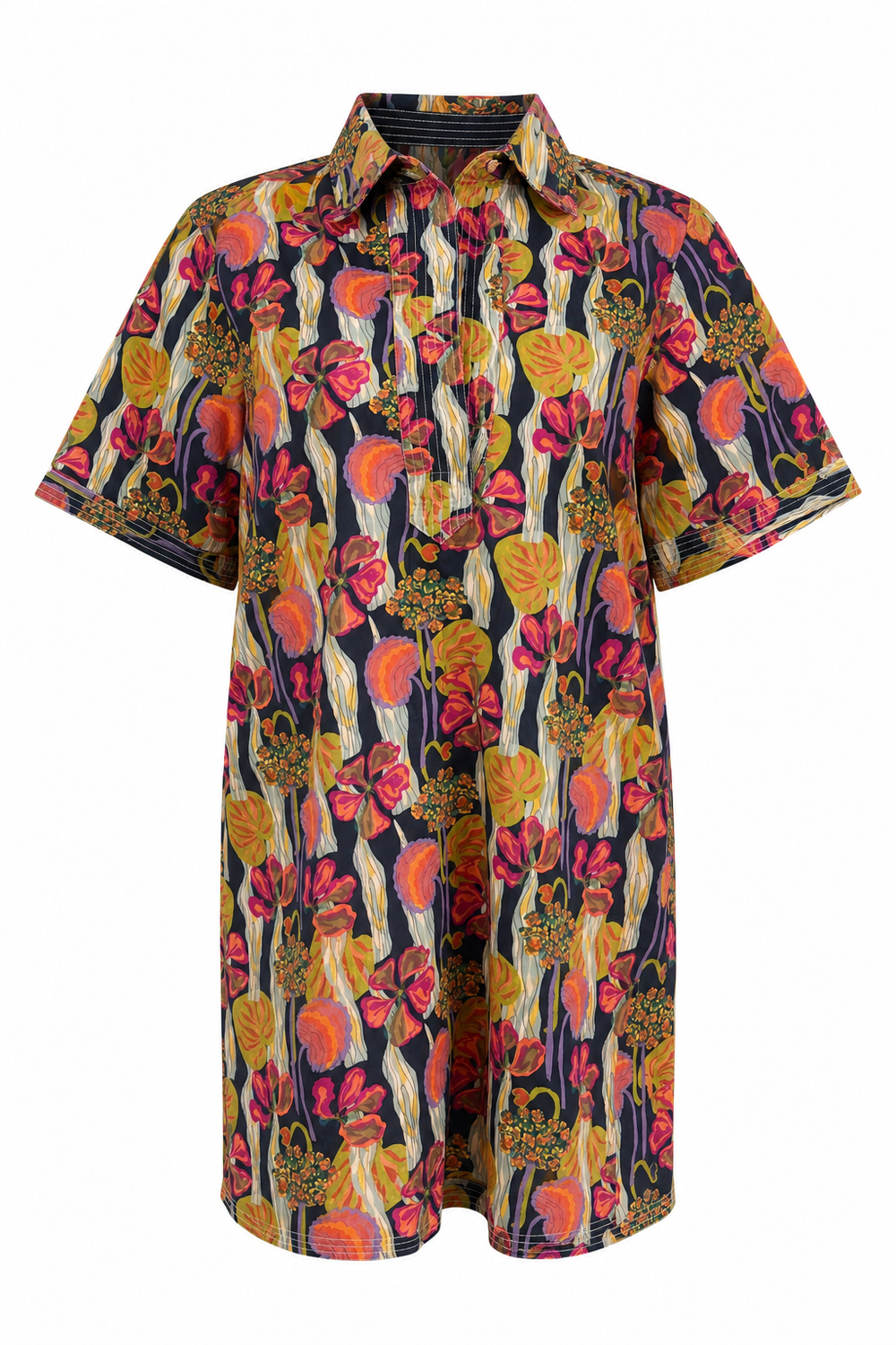 Split Neck Dress Navy Lilly