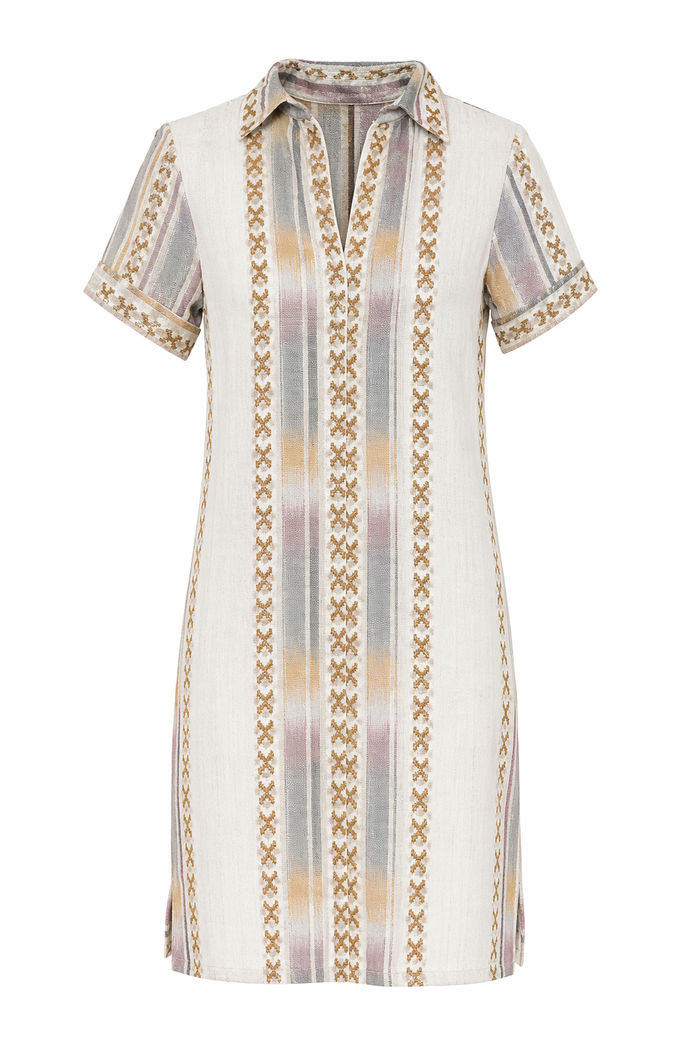 Split Neck Dress White