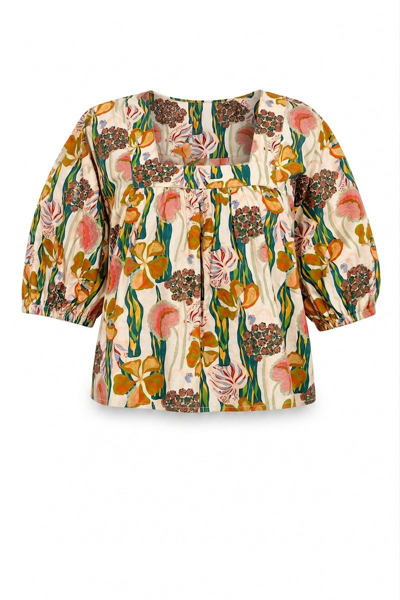 Square Neck Top Pink Lily
