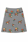 Emma Straight Skirt Black Gingham Floral