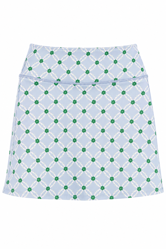 Emma Straight Skirt Blue Diamond Floral