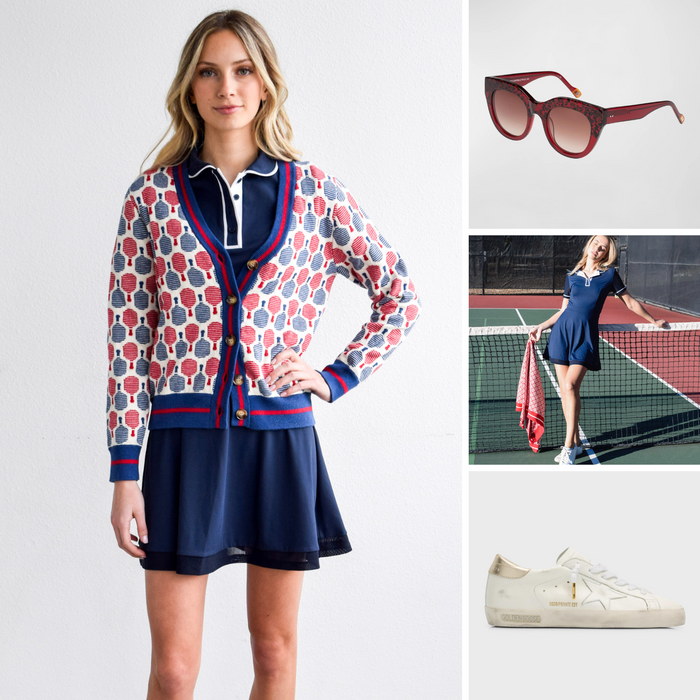 Long Sleeve Cardigan Sweater Pickleball Racquets