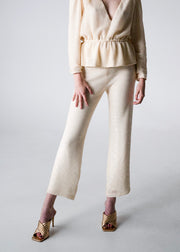 Elastic Waist Pants Ivory Sequin