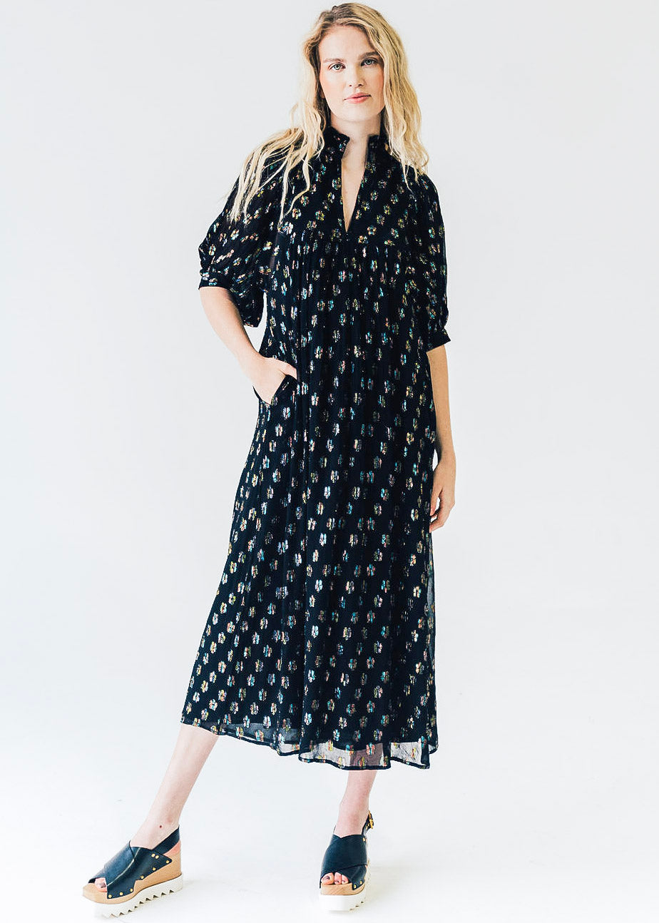 Lucky Brand Medium Floral Contemporary Cold Shoulder High Neck Tie MIDI  Dress - $45 - From Jenns