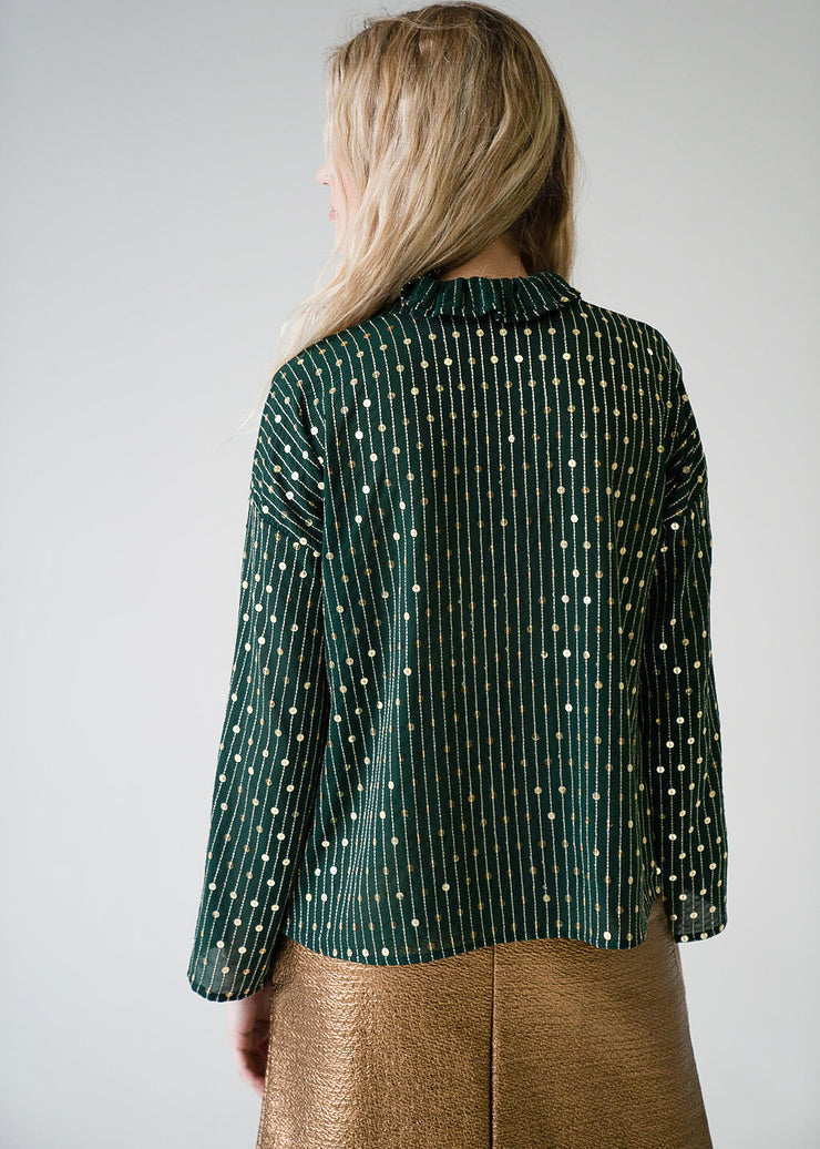Vicki Long Sleeve Top Emerald Sequin