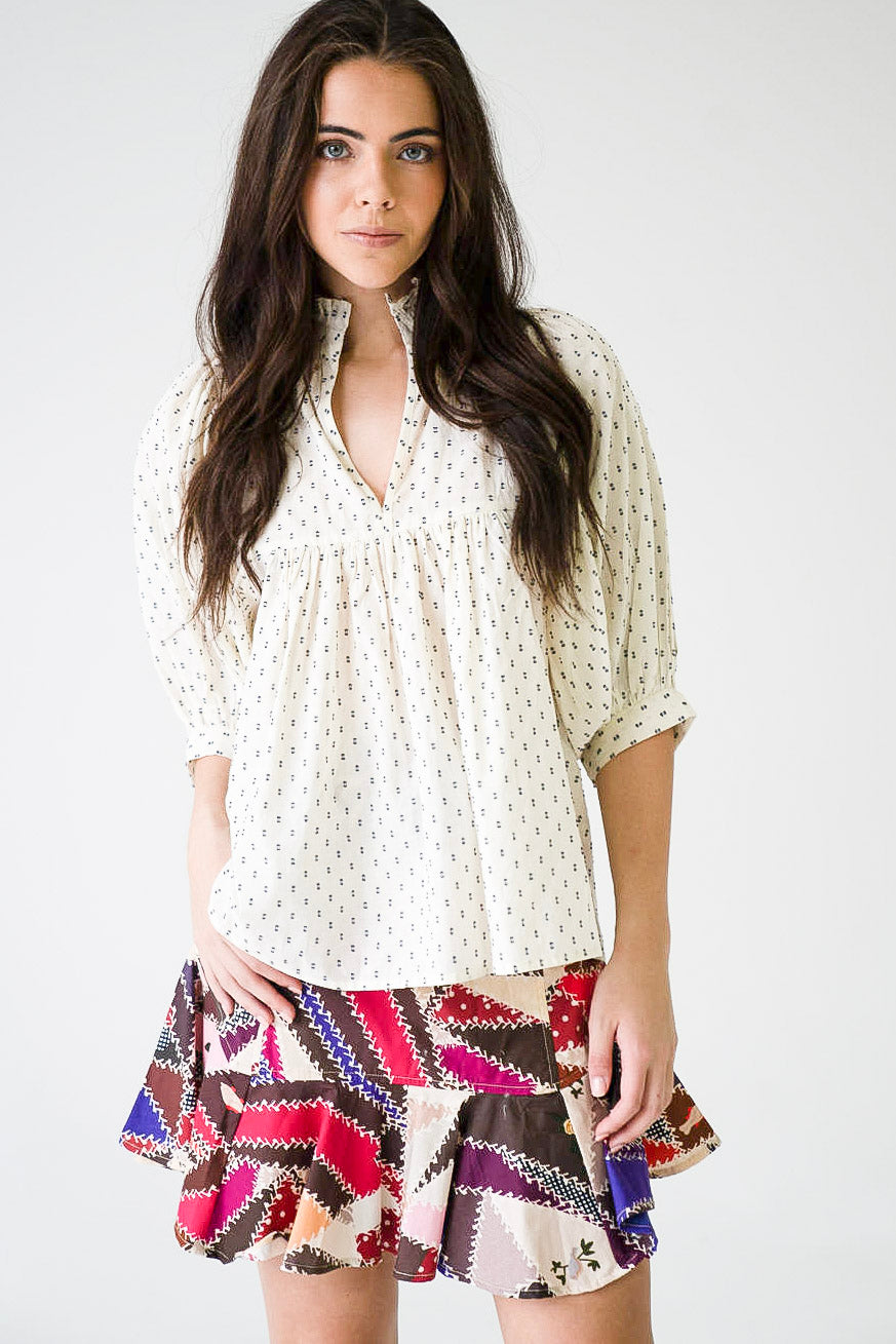 high neck polka dot top