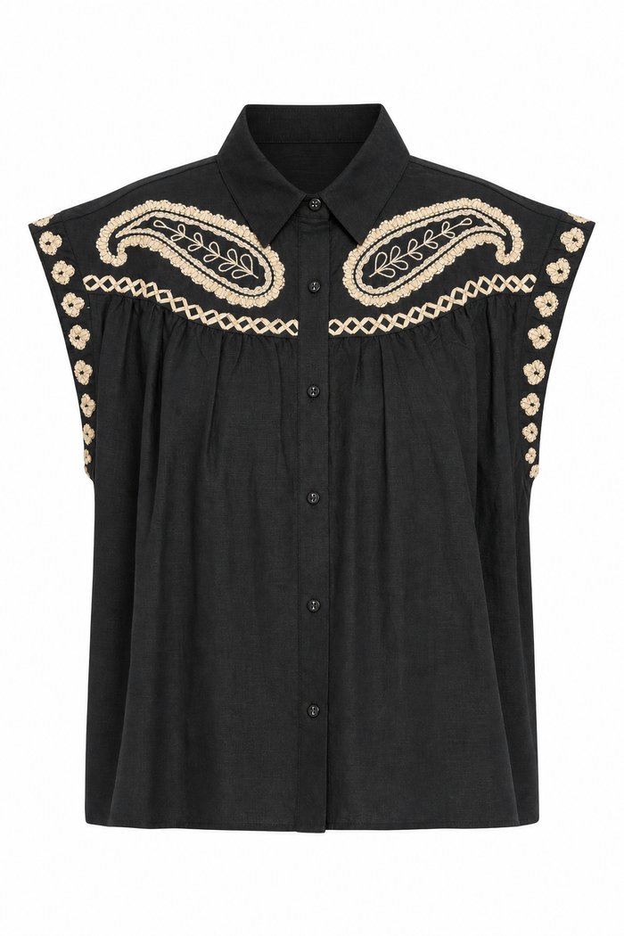 Tansy Top Como Black Raffia