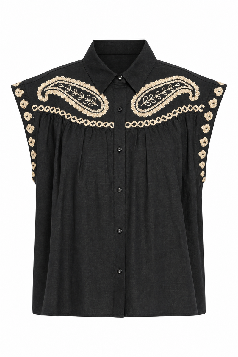 Tansy Top Como Black Raffia