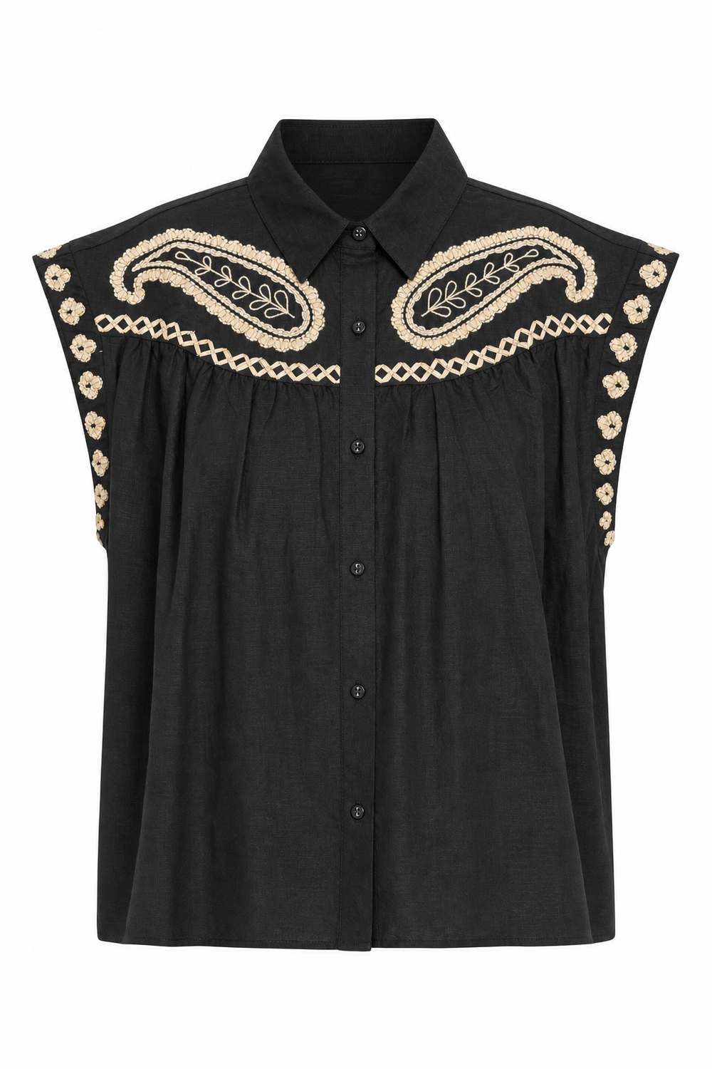 Tansy Top Como Black Raffia