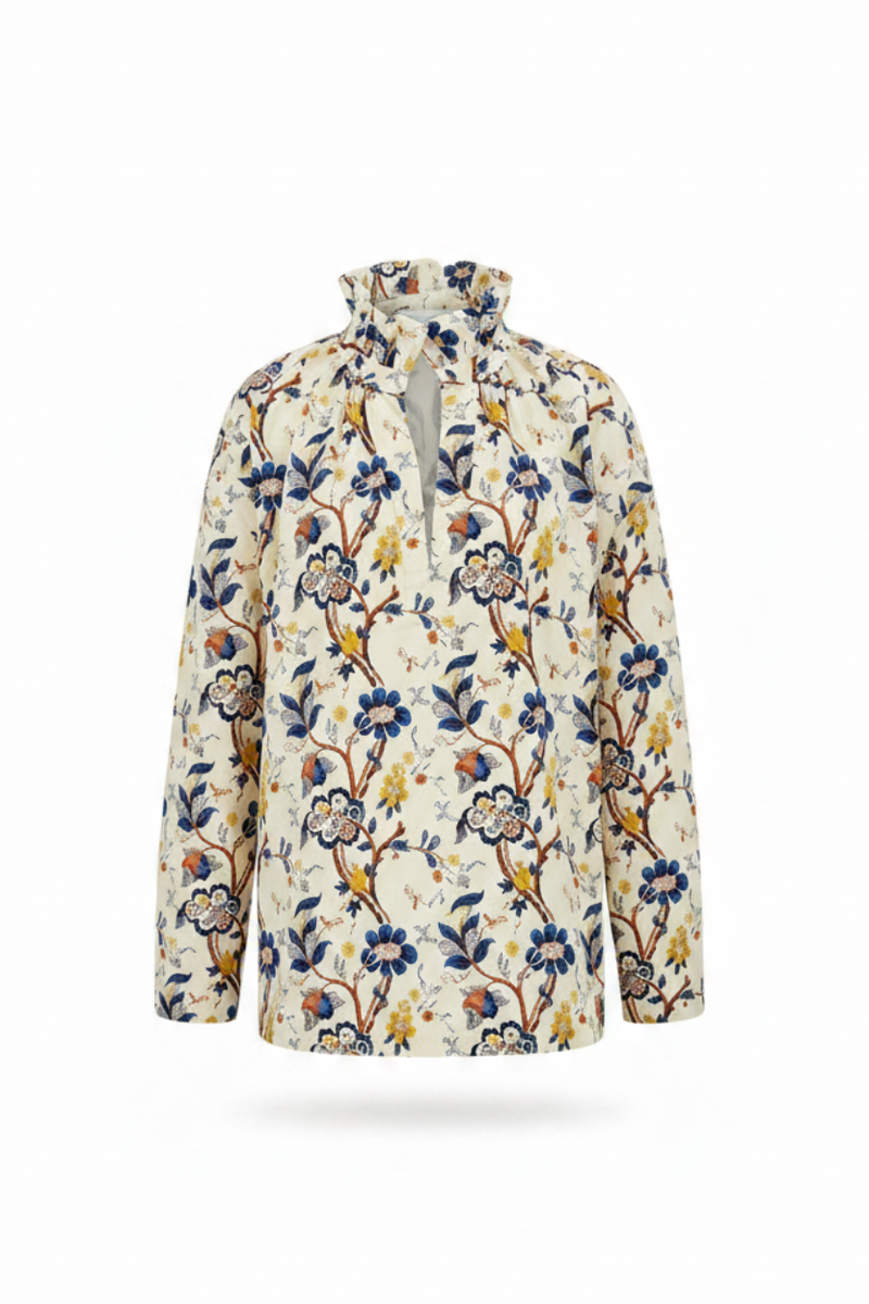 Vicki Long Sleeve Top Ivory Chintz