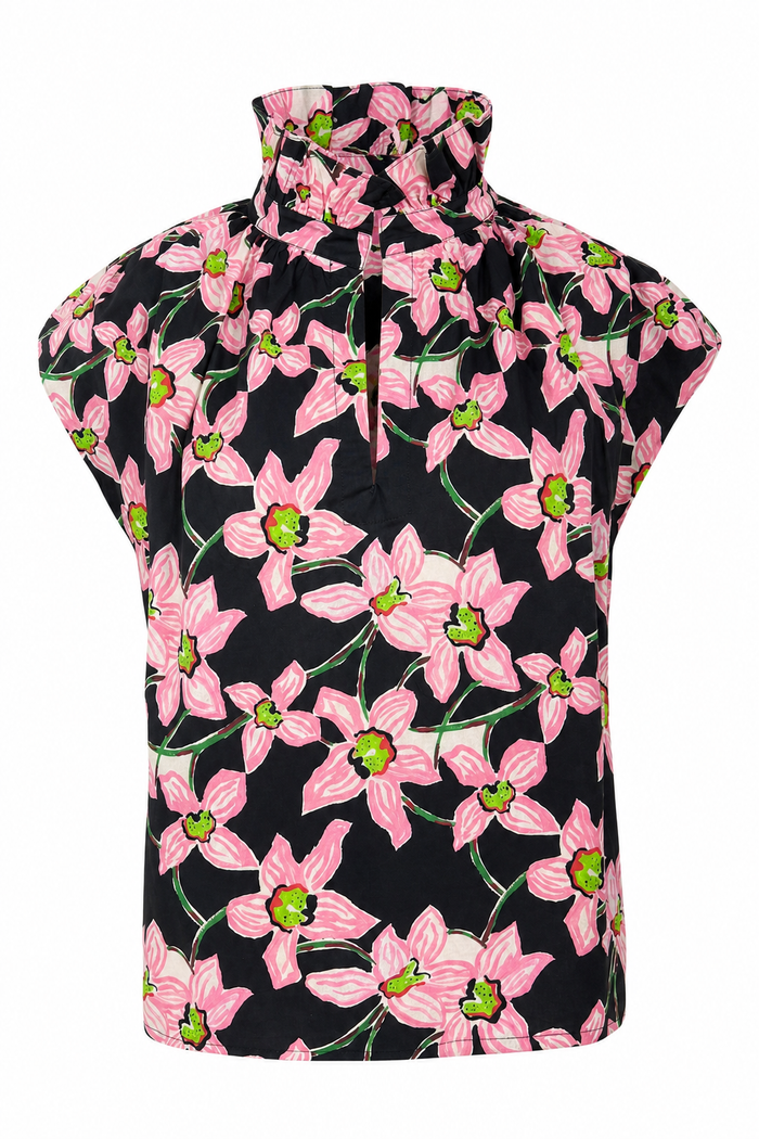 Vicki Short Sleeve Top Orchid Print