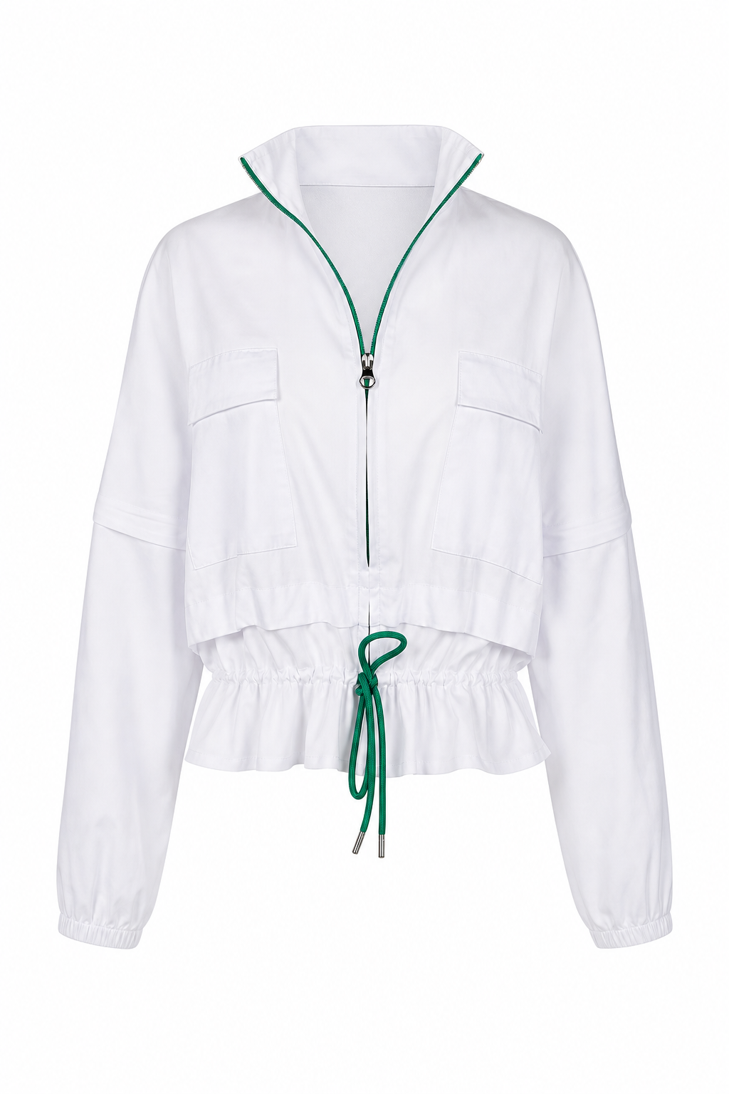 Penny Windbreaker White + Green Trim