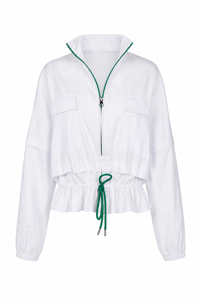 Penny Windbreaker White + Green Trim