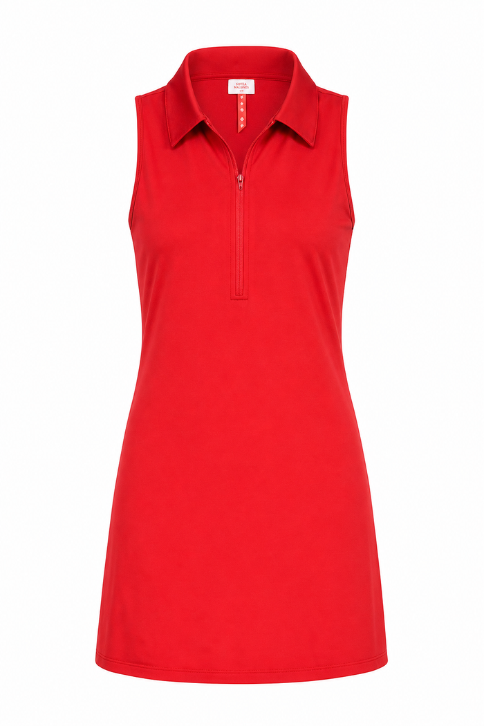 Zip Neck Dress Red