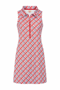 Zip Neck Dress Red Plaid