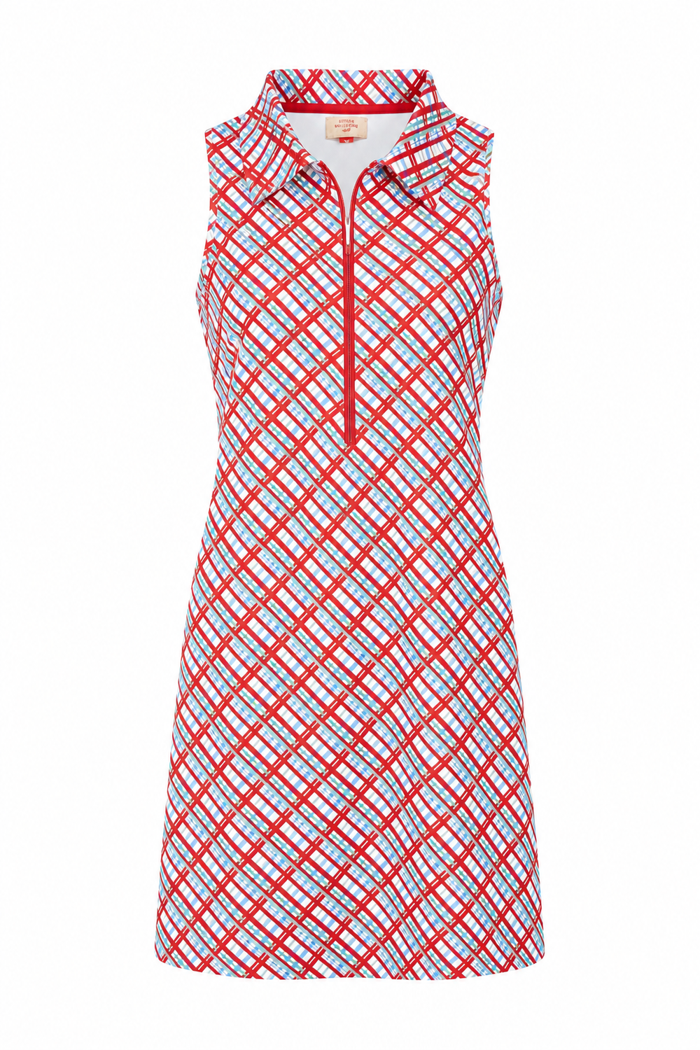Zip Neck Dress Red Plaid