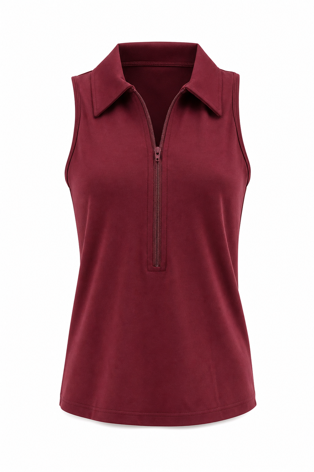 Stella Zip Neck Top Burgundy