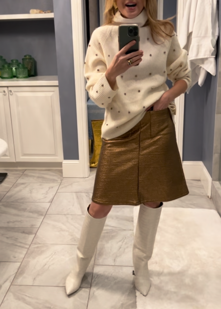Patch Pocket Skirt Gold Coated