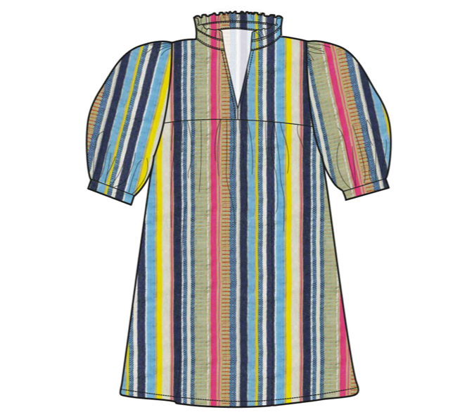 High Neck Dress - Summer Stripe