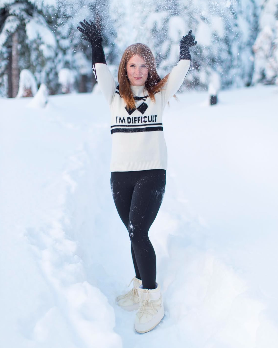 Never A Wallflower | I'm Difficult Cashmere Ski Sweater Cream