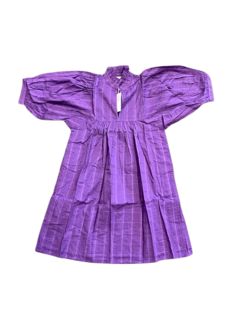 High Neck Dress Purple Cotton Windowpane