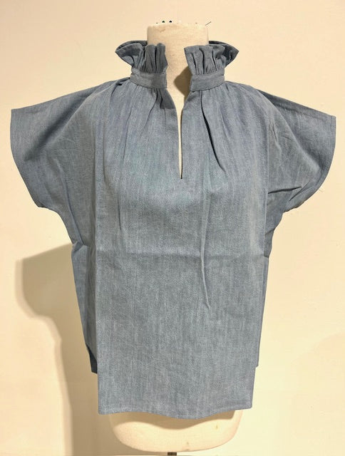 Vicki Short Sleeve Top Chambray