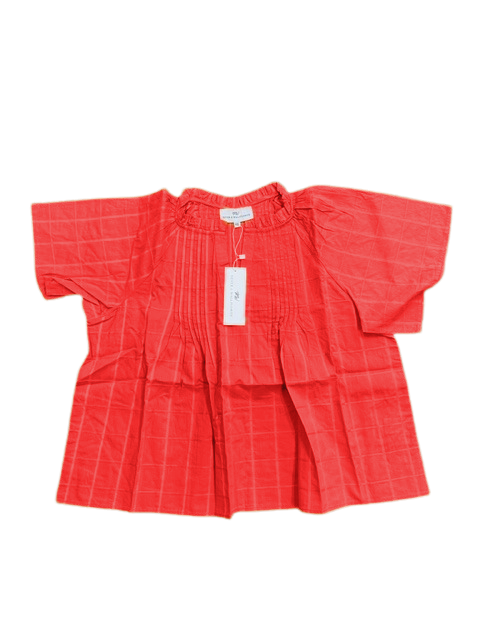 Peasant Top Red Cotton Windowpane