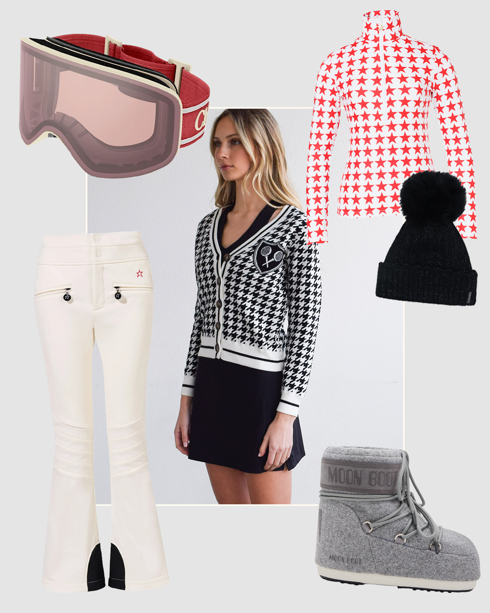 Long Sleeve Cardigan Sweater - Golf Houndstooth