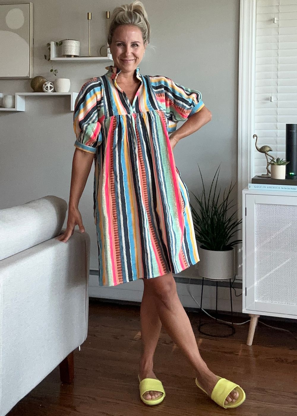 High Neck Dress - Summer Stripe