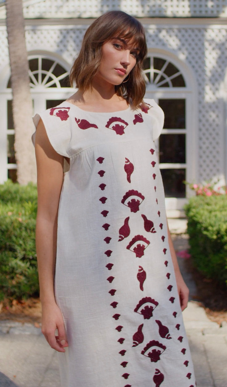 Embroidered Dress Seashell Embroidery