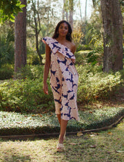 One Shoulder Dress Tropical Floral