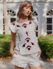 Embroidered Top Seashell Embroidery