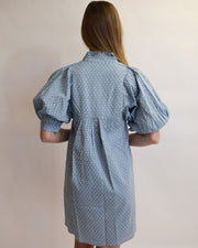 Denim Blue Solid High Neck Dress