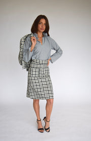 Patch Pocket Skirt Black & White Tweed