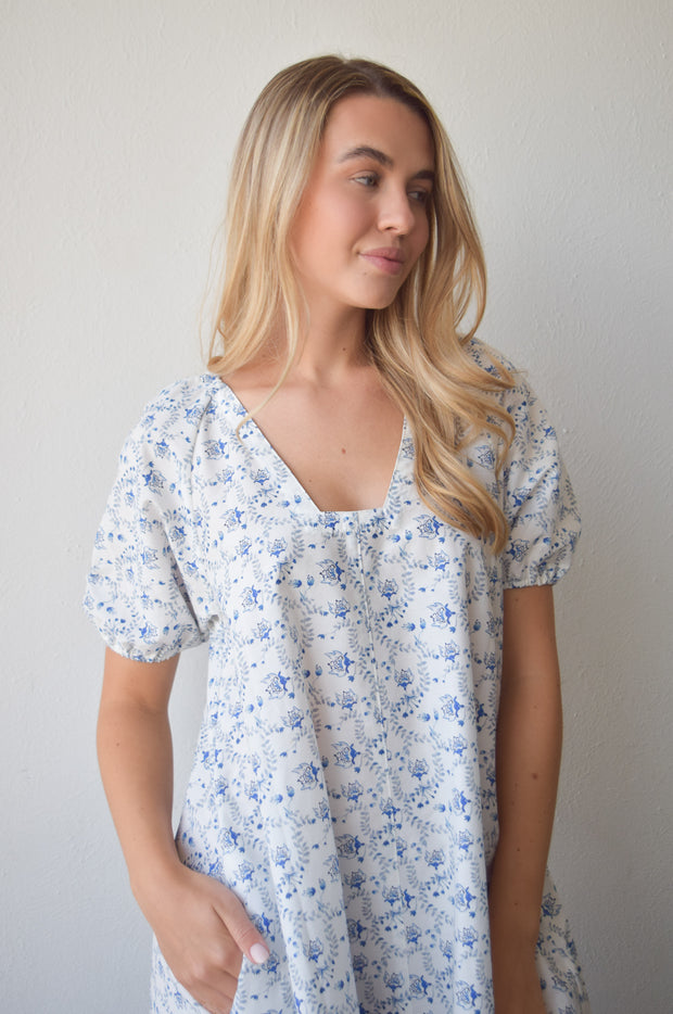 Cerulean Flowers Marakesh Midi Dress