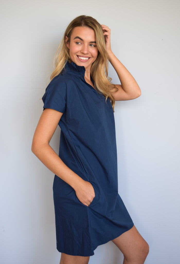Vicki Short Sleeve Dress New Navy Poplin