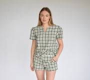 High Waist Shorts Black & White Tweed