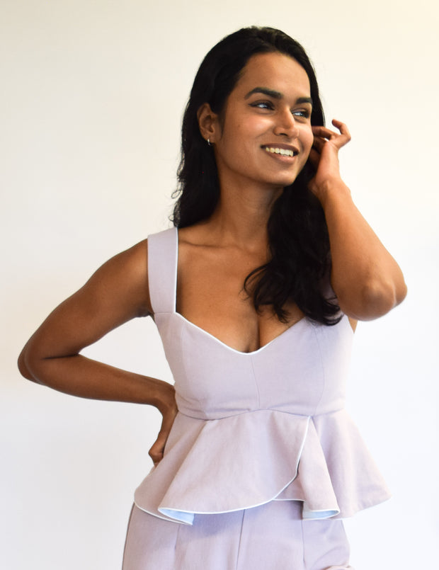 Lavender Twill Sweetheart Top