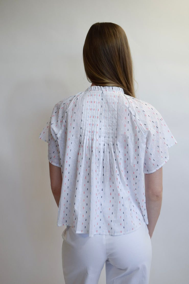 Peasant Top White Swiss Dot