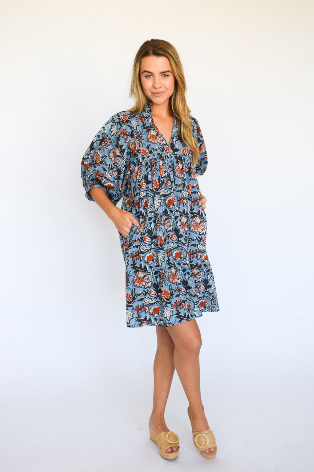 The Block Print High Neck Dress