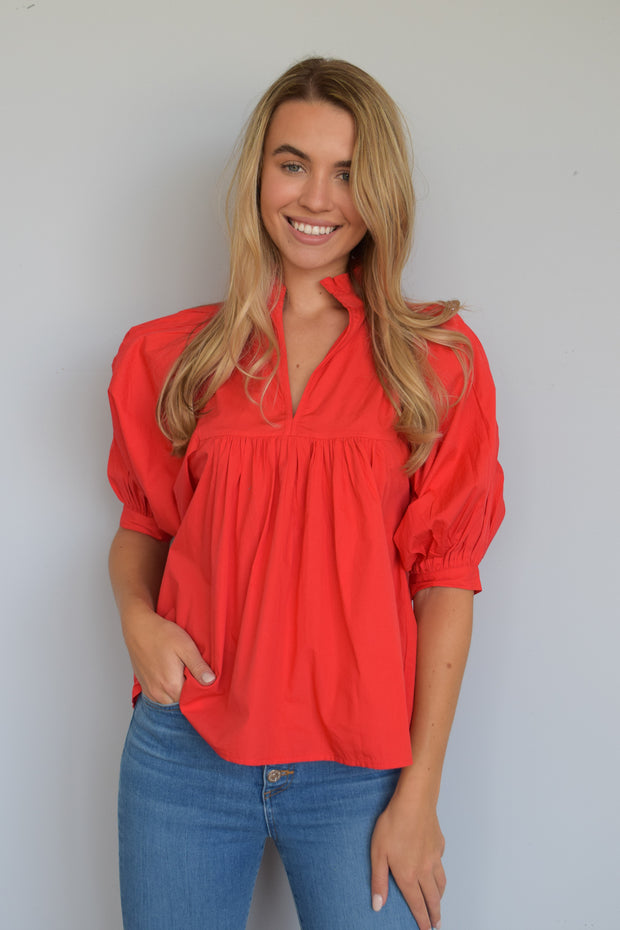High Neck Top New Red