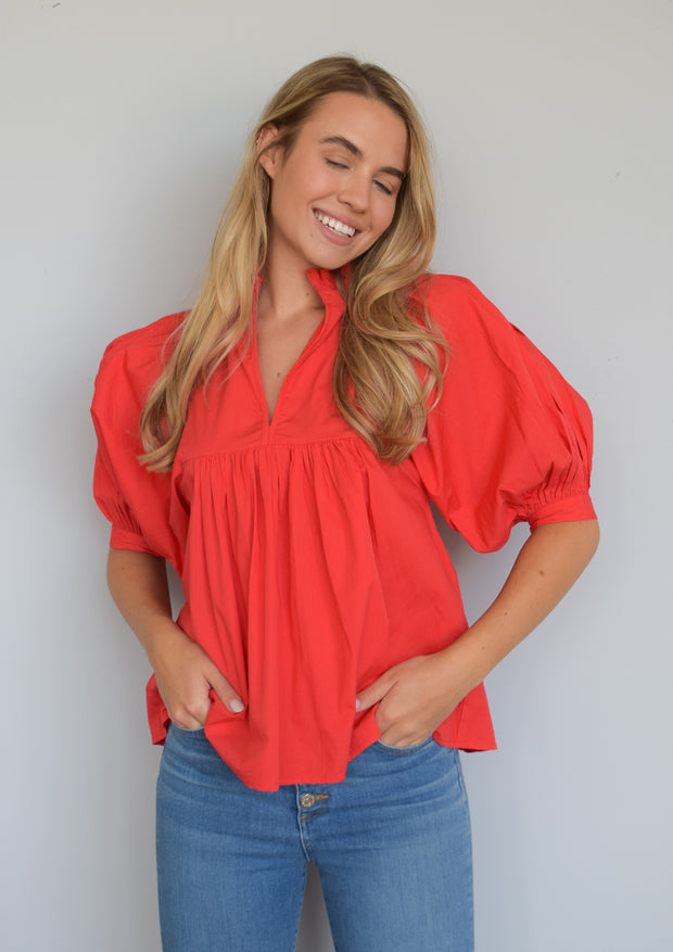 High Neck Top New Red