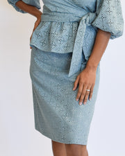 Patch Pocket Skirt Denim Eyelet