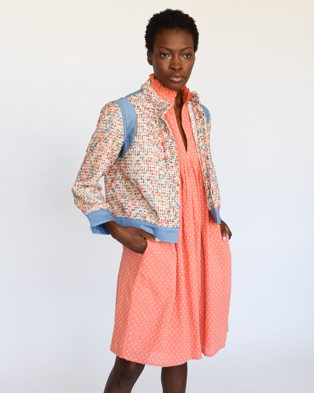 Coral Tweed Button Front Jacket