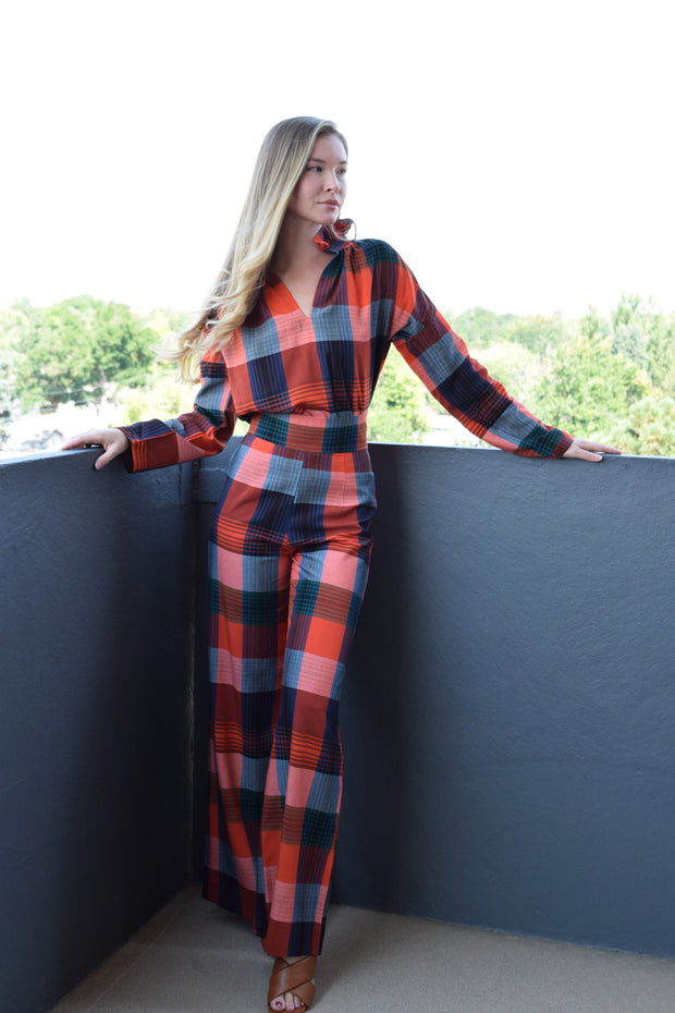 Red and Blue Plaid Vicki Long Sleeve Top