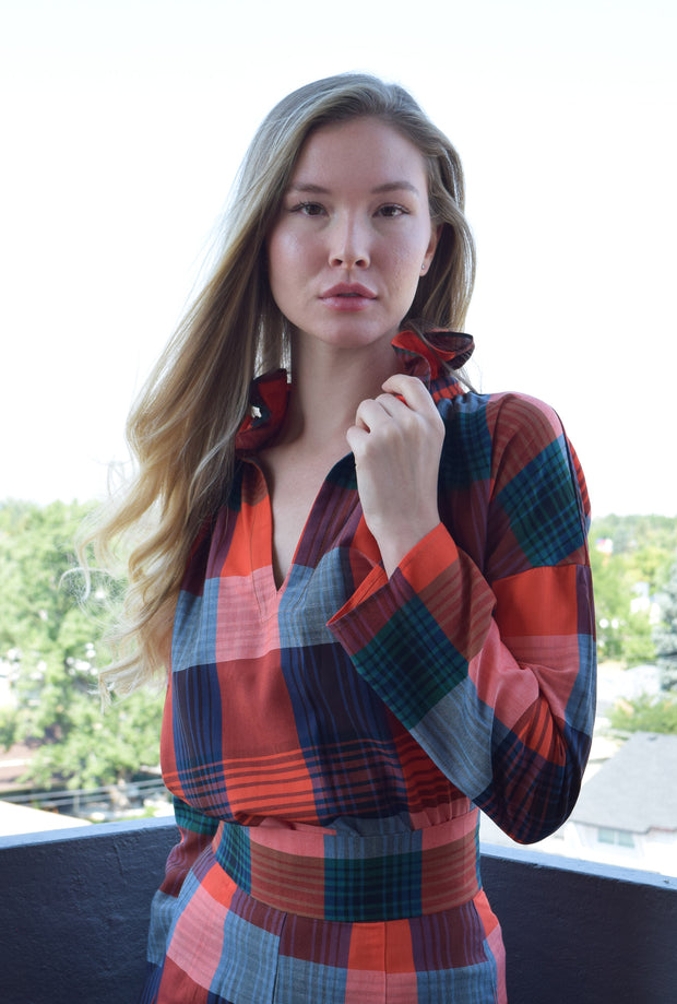 Red and Blue Plaid Vicki Long Sleeve Top