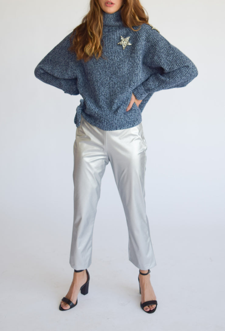 Crop Flare Pants Silver