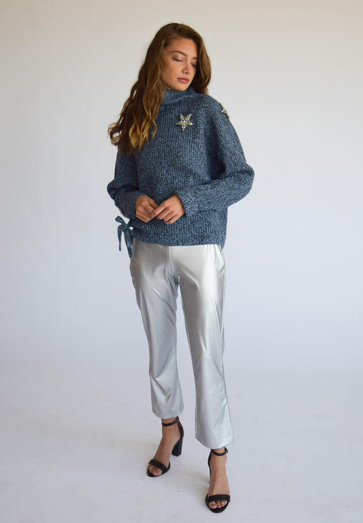 Crop Flare Pants Silver